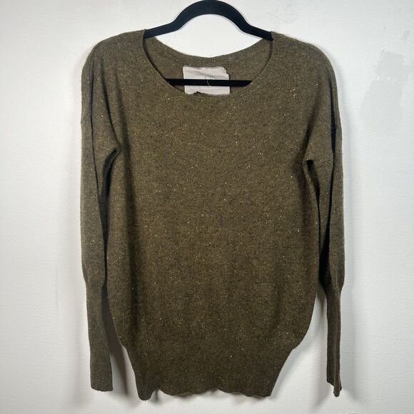 Lu Ren Women’s Dolman Sleeve Green Brown Sweater Size Small 100% Cashmere - Picture 1 of 7